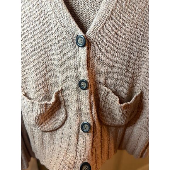 Urban Outfitters Womens Cardigan Small Tan Button Front BOHO Oversized Neutral - Picture 3 of 6